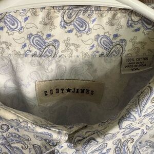 Cody James Men's Paisley Casual Button Down Shirt - Blue and Cream